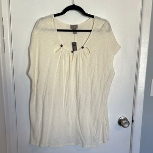 Rochelli Cream Short Sleeve Tunic With front beads